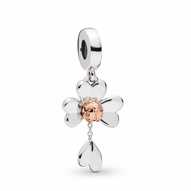 Pandora Clover & Ladybird Dangle Charm Online NZ, Pandora Rose™ (082649-DMZ)